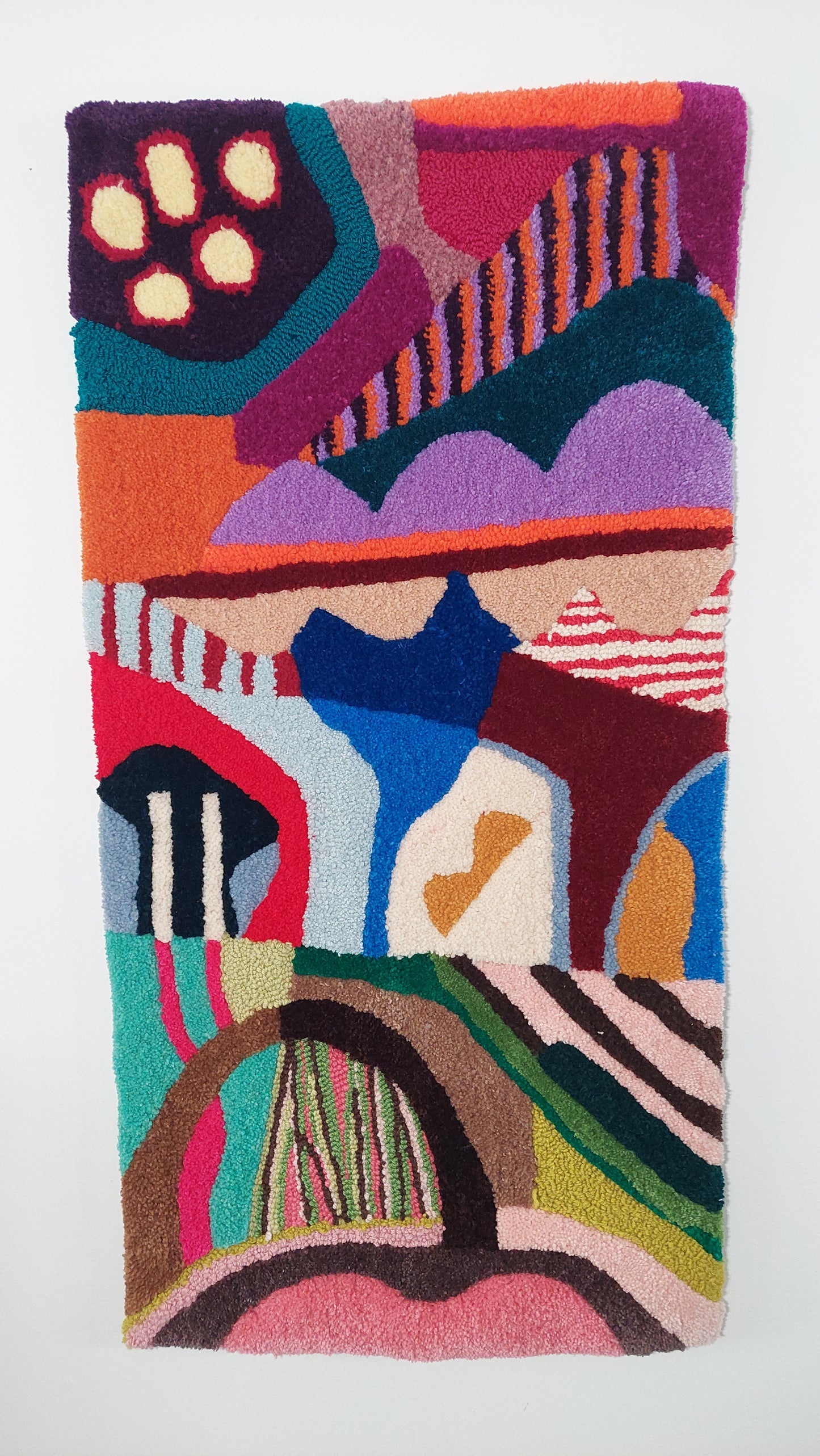 Vibrant fusion - hall hanging rug, tufted rug