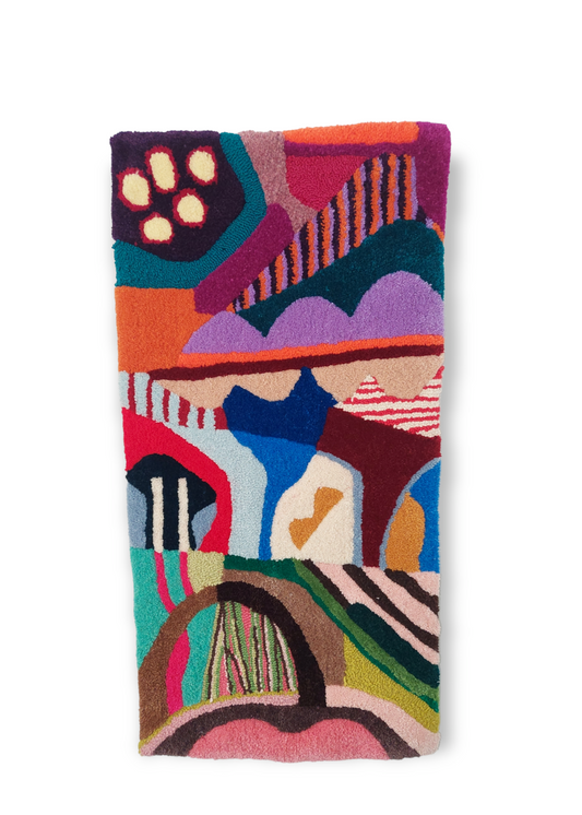 Vibrant fusion - hall hanging rug, tufted rug