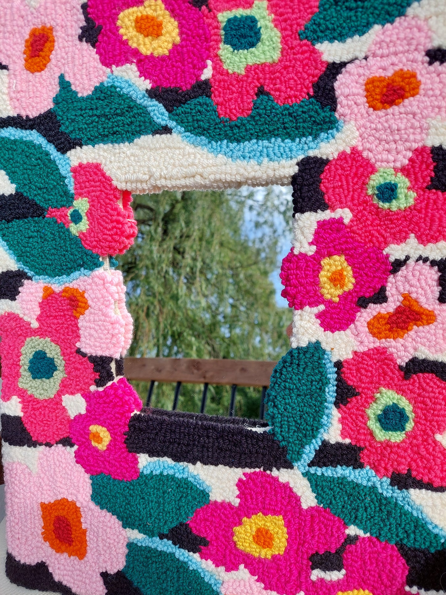 Flowers Punch Needle Mirror