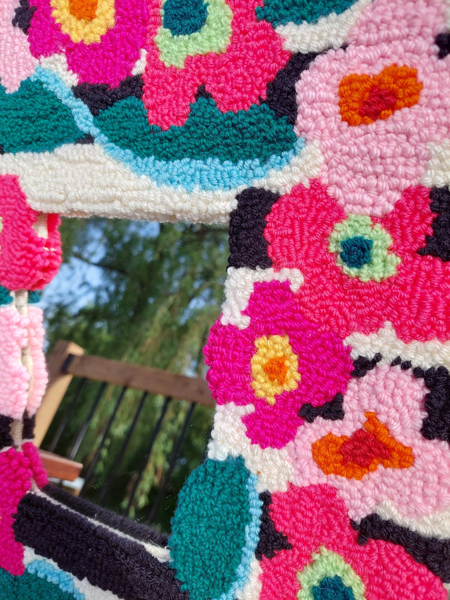 Flowers Punch Needle Mirror