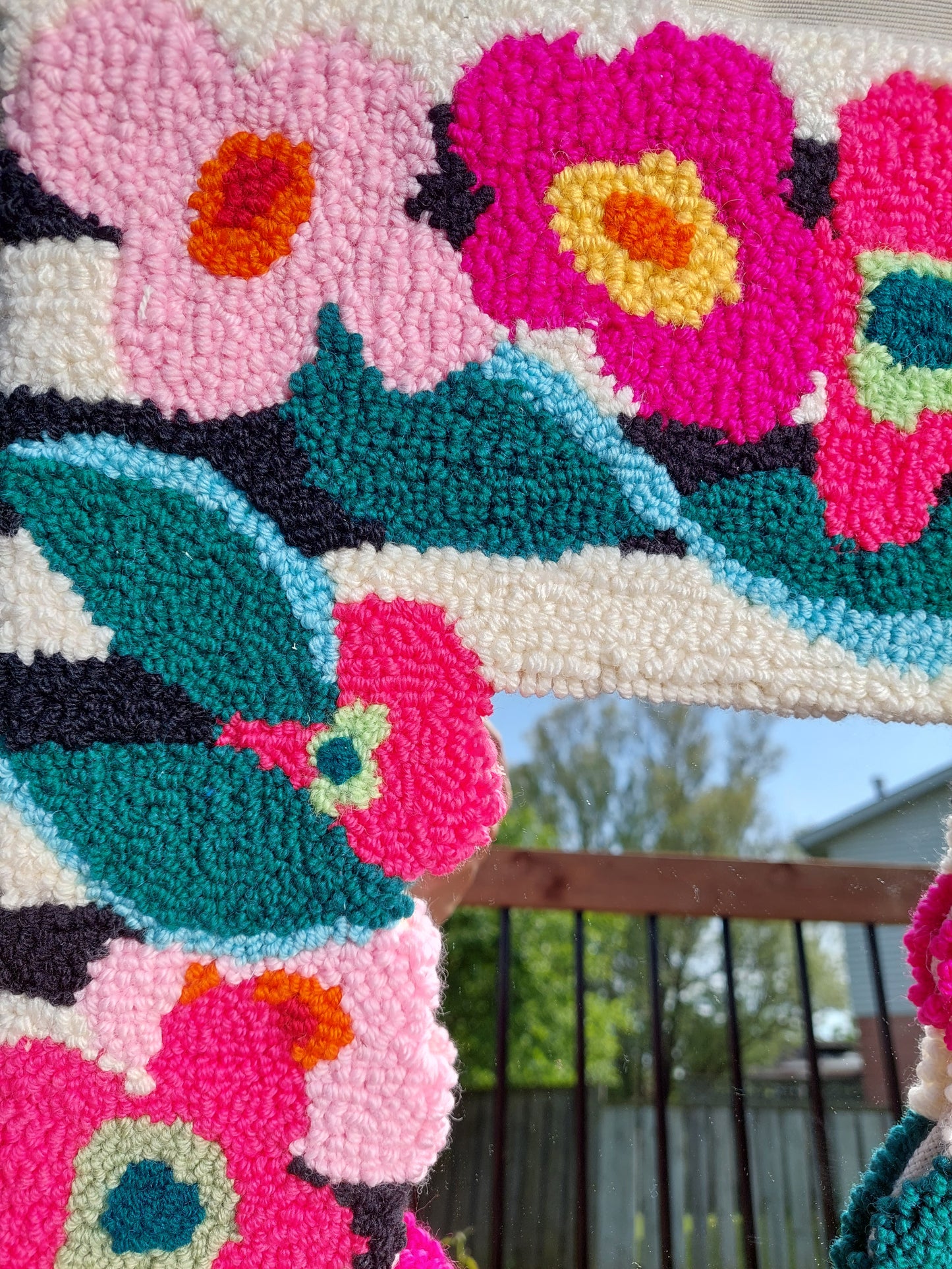 Flowers Punch Needle Mirror