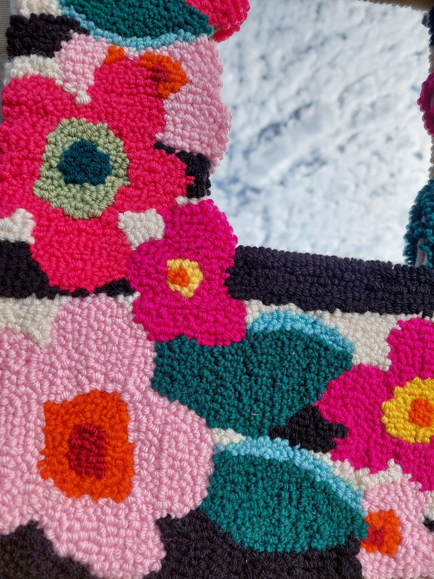 Flowers Punch Needle Mirror