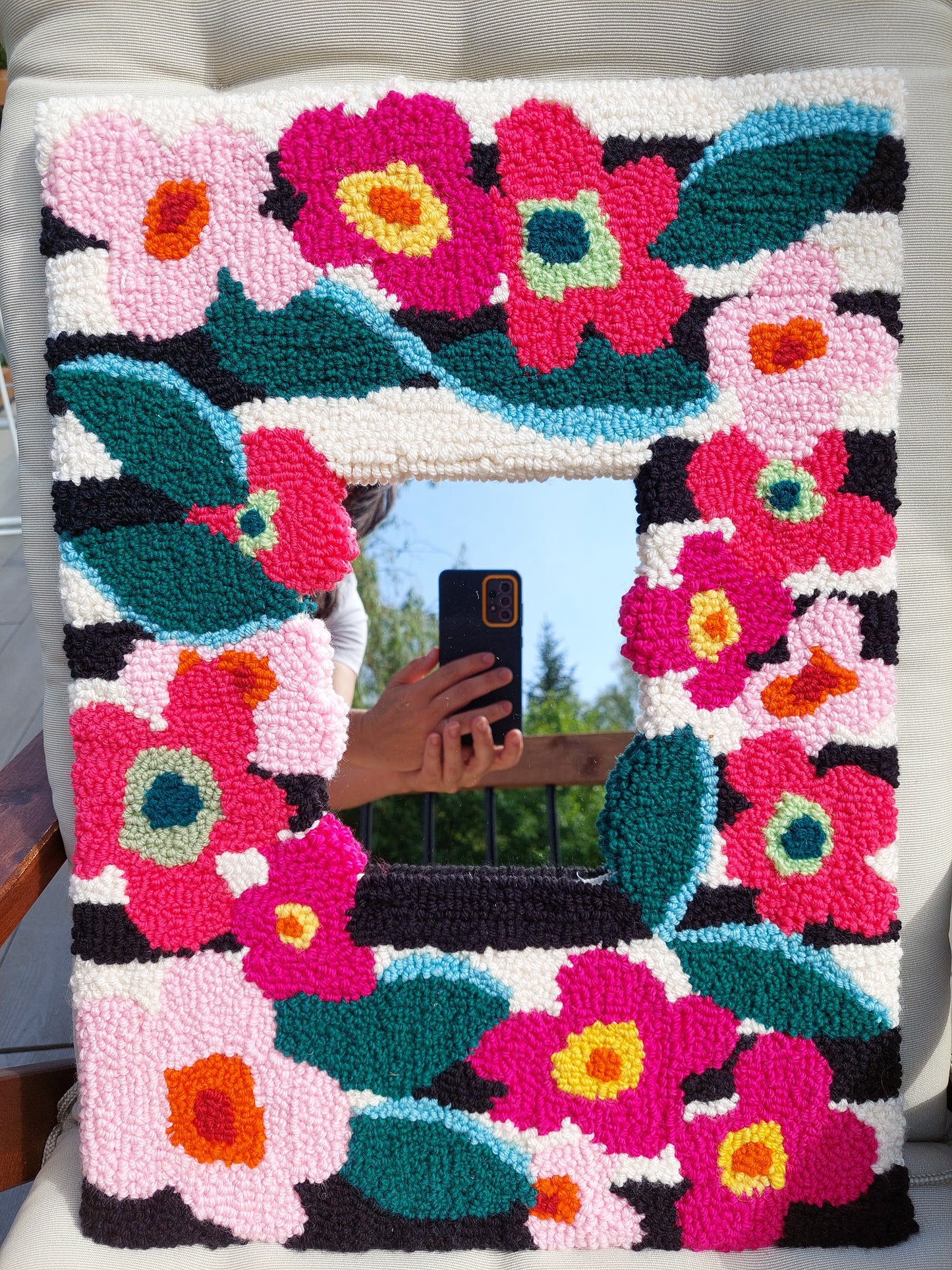 Flowers Punch Needle Mirror