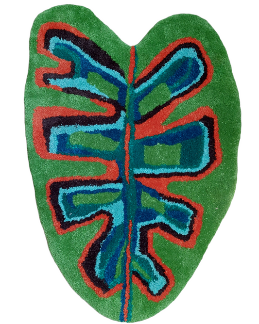 Monstera Rug (green and orange)